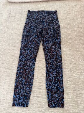 lululemon athletica Black & Blue Leopard Print High-Rise Leggings